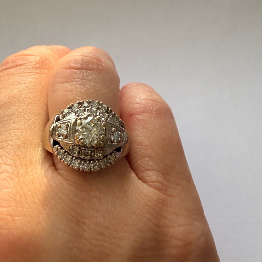 Vintage white gold diamond engagement ring